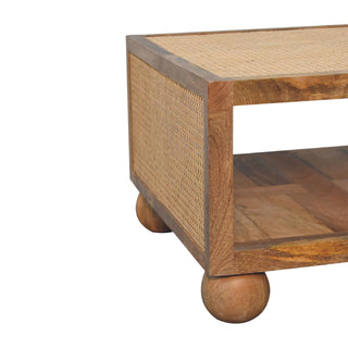 Larissa Mango Wood and Rattan Square Coffee Table
