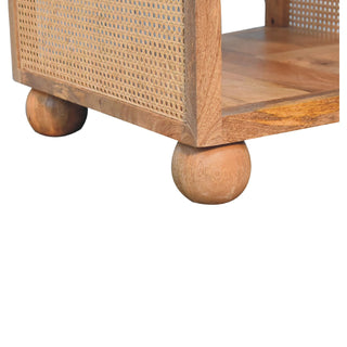 Larissa Mango Wood and Rattan Square Coffee Table