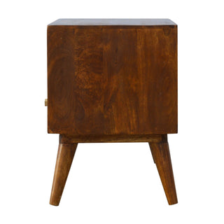 Mango Wood TV Stand with Abstract Brass Inlay