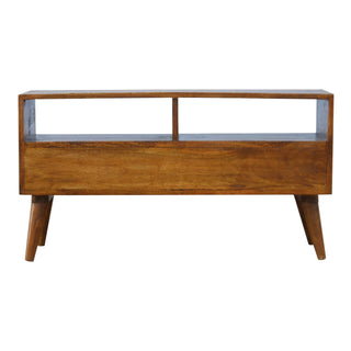 Mango Wood TV Stand with Abstract Brass Inlay