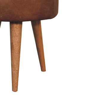 Mango Wood and Buffalo Leather Stool