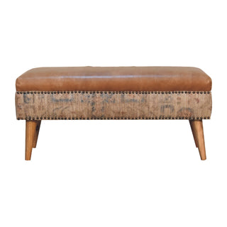Buffalo Leather & Durrie Bench