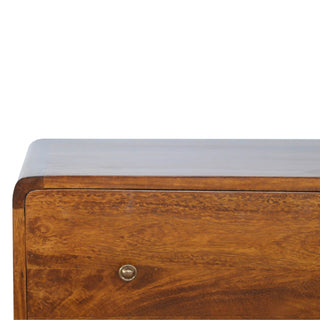 Curved 3-Drawer Mango Wood Chest - Chestnut Finish
