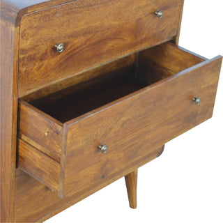 Curved 3-Drawer Mango Wood Chest - Chestnut Finish