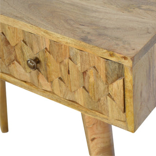 Pineapple Carved Console Table, 2-Drawer, Oak Finish