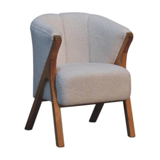 Bouclé and Mango Wood Versatile Accent Chair
