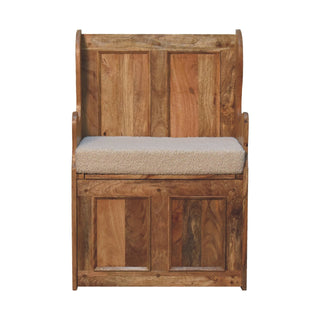 Boucle Upholstered Monk's Lid-Up Bench