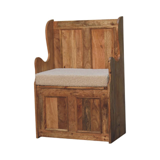 Boucle Upholstered Monk's Lid-Up Bench