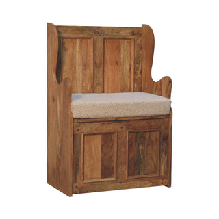 Boucle Upholstered Monk's Lid-Up Bench