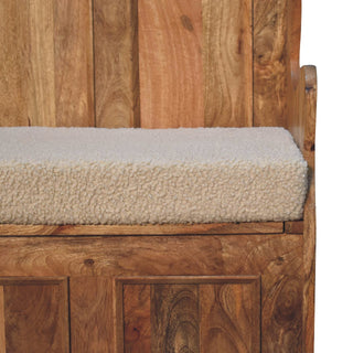 Boucle Upholstered Monk's Lid-Up Bench