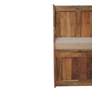 Boucle Upholstered Monk's Lid-Up Bench