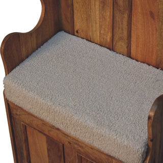 Boucle Upholstered Monk's Lid-Up Bench
