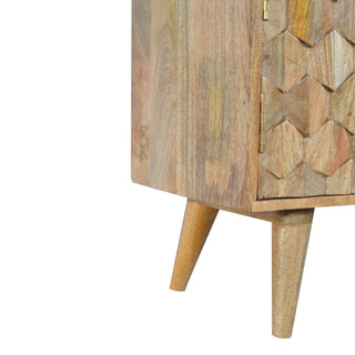 Pineapple Carved Mango Wood Sideboard, Oak Finish