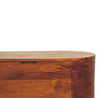 Round Lid Blanket Box in Mango Wood with Chestnut Finish