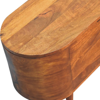 Round Lid Blanket Box in Mango Wood with Chestnut Finish