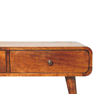 Chestnut Finish Mango Wood Coffee Table with 2 Drawers