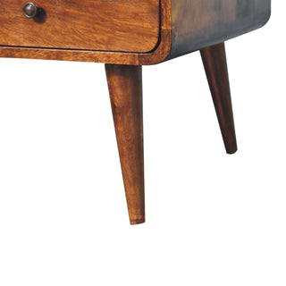 Chestnut Finish Mango Wood Coffee Table with 2 Drawers