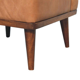 Mango Wood Frame Buffalo Hide Leather Backrest Stool