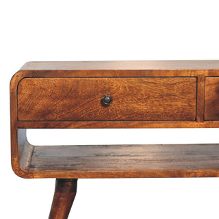 Mango Wood TV Stand with 2 Drawers and 2 Shelves, Chestnut Finish