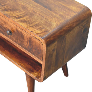 Mango Wood TV Stand with 2 Drawers and 2 Shelves, Chestnut Finish