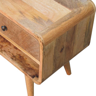 2-Drawer, 1-Shelf Coffee Table in Mango Wood with Oak Finish