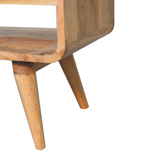 2-Drawer, 1-Shelf Coffee Table in Mango Wood with Oak Finish