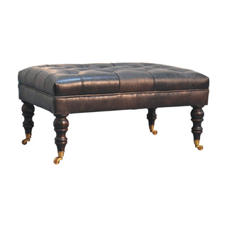 Leather Ottoman with Castor Legs