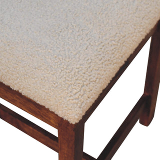 Boucle Upholstered Dining Chair in Rattan & Mango Wood