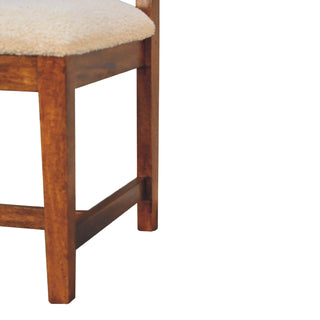 Boucle Upholstered Dining Chair in Rattan & Mango Wood