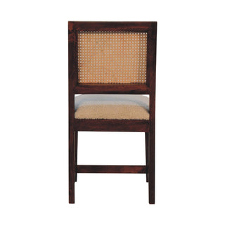 Boucle Upholstered Dining Chair in Rattan & Mango Wood