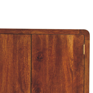 Mango Wood Double Wardrobe with 1 Drawer, Chestnut Finish