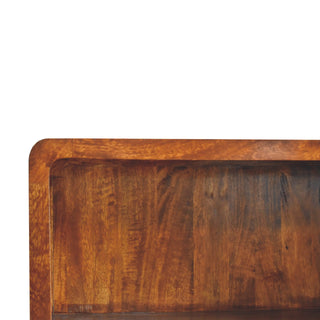 Mango Wood 4 Shelves 2 Drawers Bookcase, Chestnut Finish