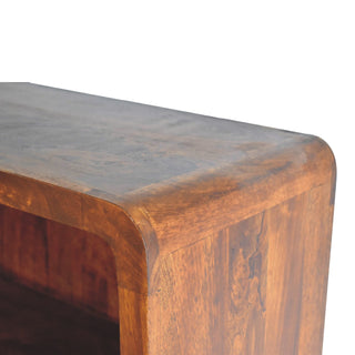 Mango Wood 4 Shelves 2 Drawers Bookcase, Chestnut Finish