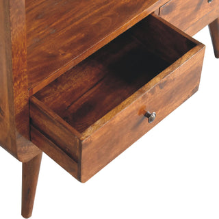 Mango Wood 4 Shelves 2 Drawers Bookcase, Chestnut Finish