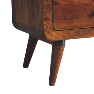 Mango Wood 4 Shelves 2 Drawers Bookcase, Chestnut Finish