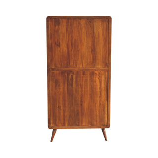 Mango Wood 4 Shelves 2 Drawers Bookcase, Chestnut Finish