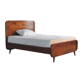 Solid Wood Double Bed in Chestnut Finish