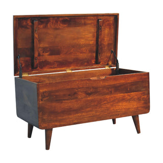 Curved Lift-Up Blanket Box in Mango Wood with Chestnut Finish