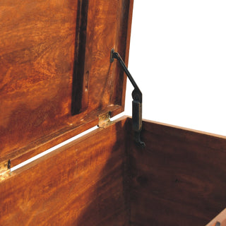 Curved Lift-Up Blanket Box in Mango Wood with Chestnut Finish