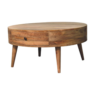 Odyssey Round Coffee Table in Mango Wood with Oak Finish