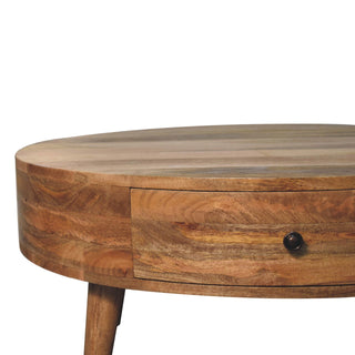 Odyssey Round Coffee Table in Mango Wood with Oak Finish