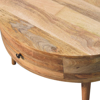 Odyssey Round Coffee Table in Mango Wood with Oak Finish