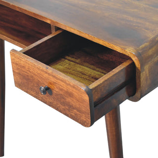 1-Drawer Desk with Shelf – Mango Wood, Chestnut Finish