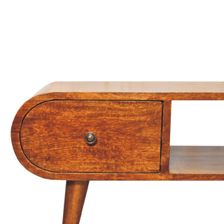 Circular 2 Drawer TV Stand, Chestnut Finish