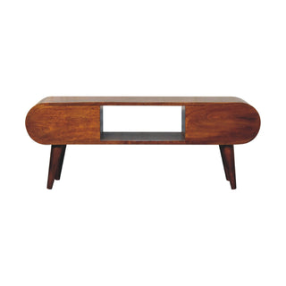 Circular 2 Drawer TV Stand, Chestnut Finish