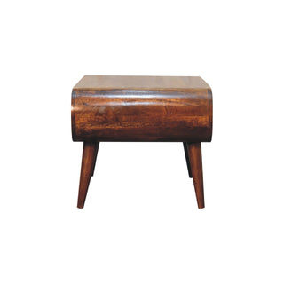 Curved Open-Shelf Coffee Table, Chestnut Finish