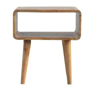 Curved Open Bedside Table, Oak Finish