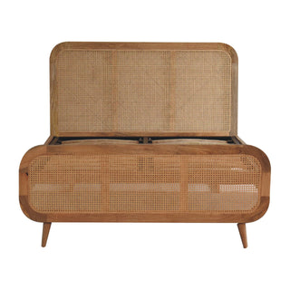 Mango Wood and Rattan Bed, Oak Finish