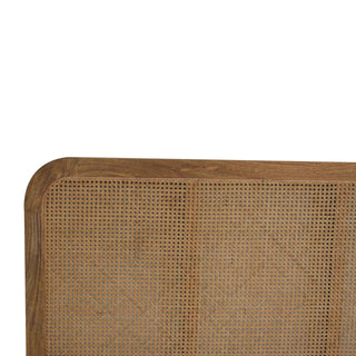 Mango Wood and Rattan Bed, Oak Finish