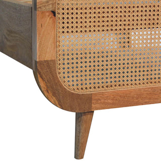 Mango Wood and Rattan Bed, Oak Finish